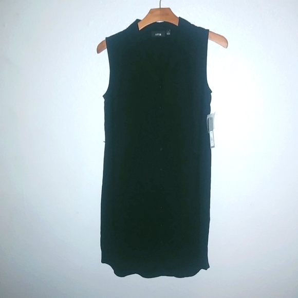 Apt. 9 Dresses & Skirts - Apt.9 6 Sleeveless Soft Shirt Dress Black Button Down Front Funeral New!